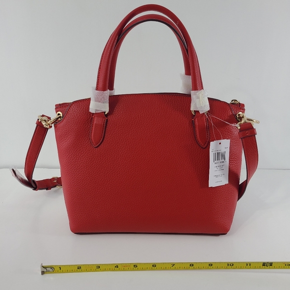 Coach Pebbled Leather Remi Satchel Crossbody NWT Electric Red Goldtone Handbag - Picture 5 of 14